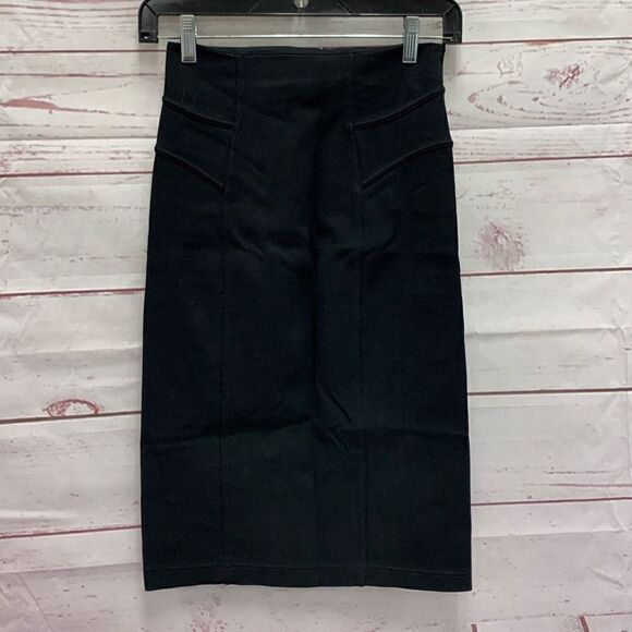 Helmut Lang Black Stretch Pencil A Line Midi Skirt Size X-Small Workwear - Picture 1 of 4
